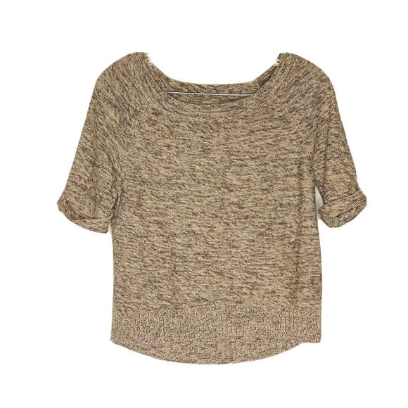 LOFT Brown Silver Short Sleeve Light Sweater S - Picture 1 of 4